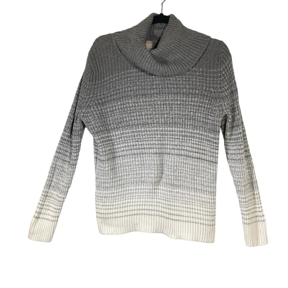 Chico's women's size 2 (medium) gray ombre cowl neck pullover knit sweater - Picture 1 of 7